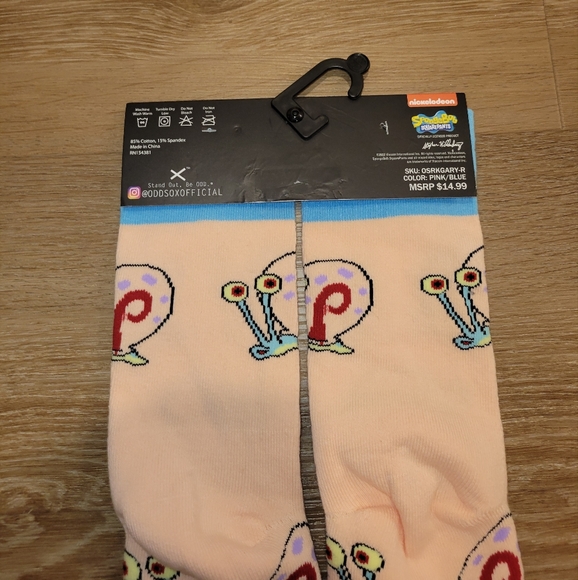 Odd Sox Spongebob Gary Socks Snail Nickelodeon Crew Adult Size 6 - 13 New - Picture 3 of 4
